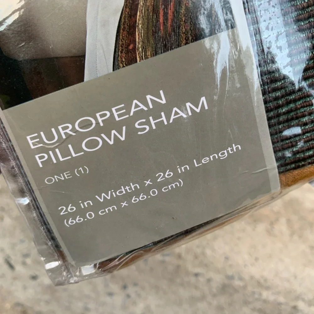 NIP 2 Croscill El Capitan Chenille Jacquard Earthtone Fall Euro Pillow Shams